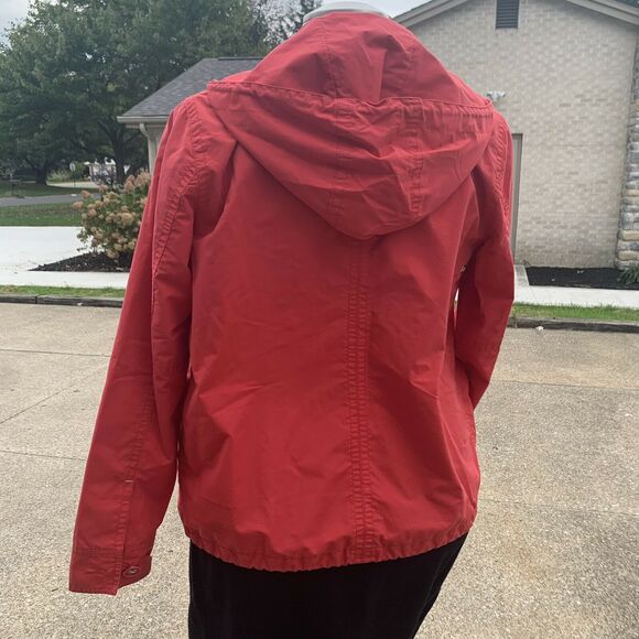 Larry Levine Sport Red Lightweight Parka Coat Snaps Zipper Hooded Jacket Medium - Picture 2 of 12